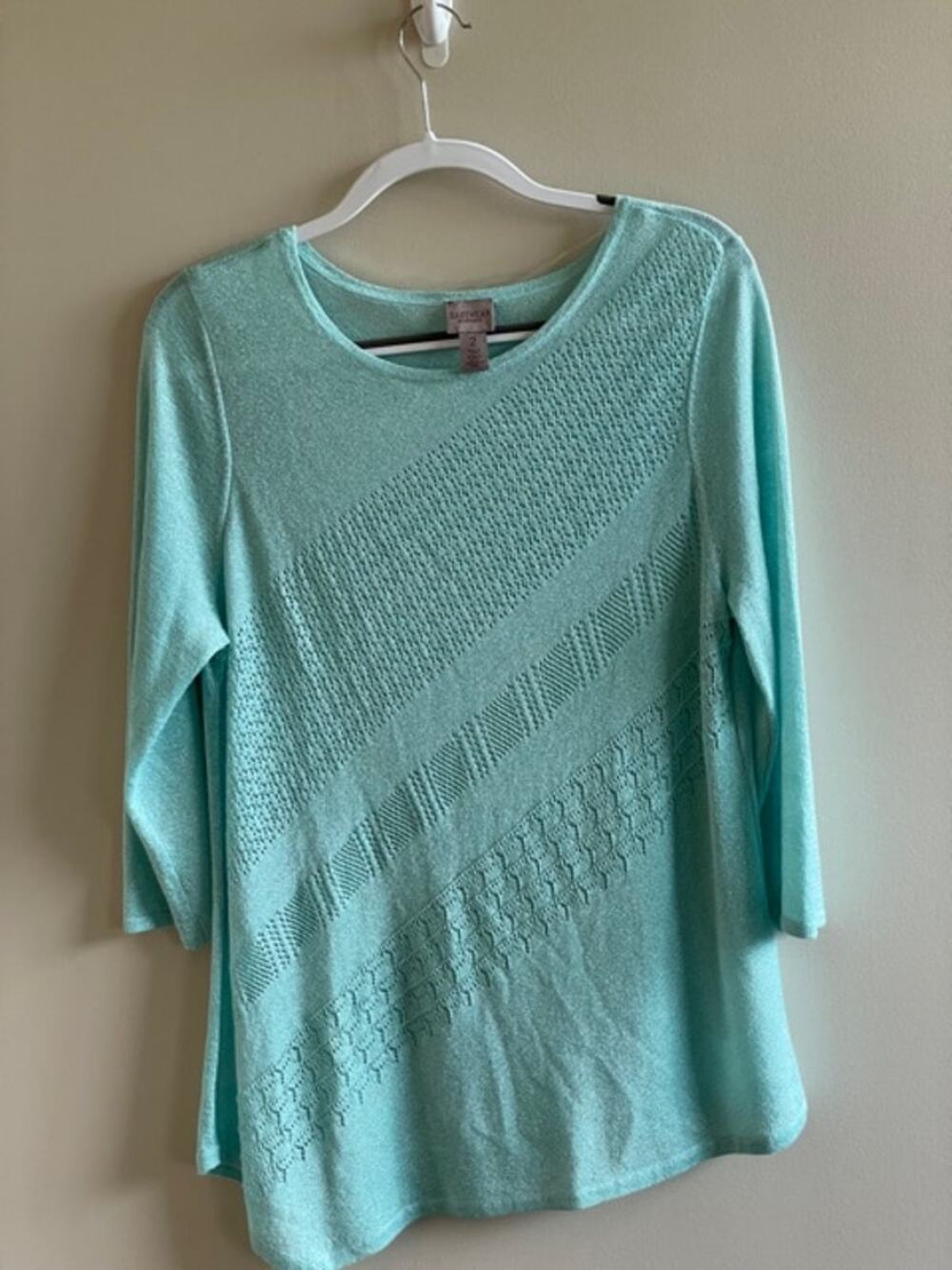 Chico's Easywear Teal Knit Tunic Sz 2 (Large) EUC